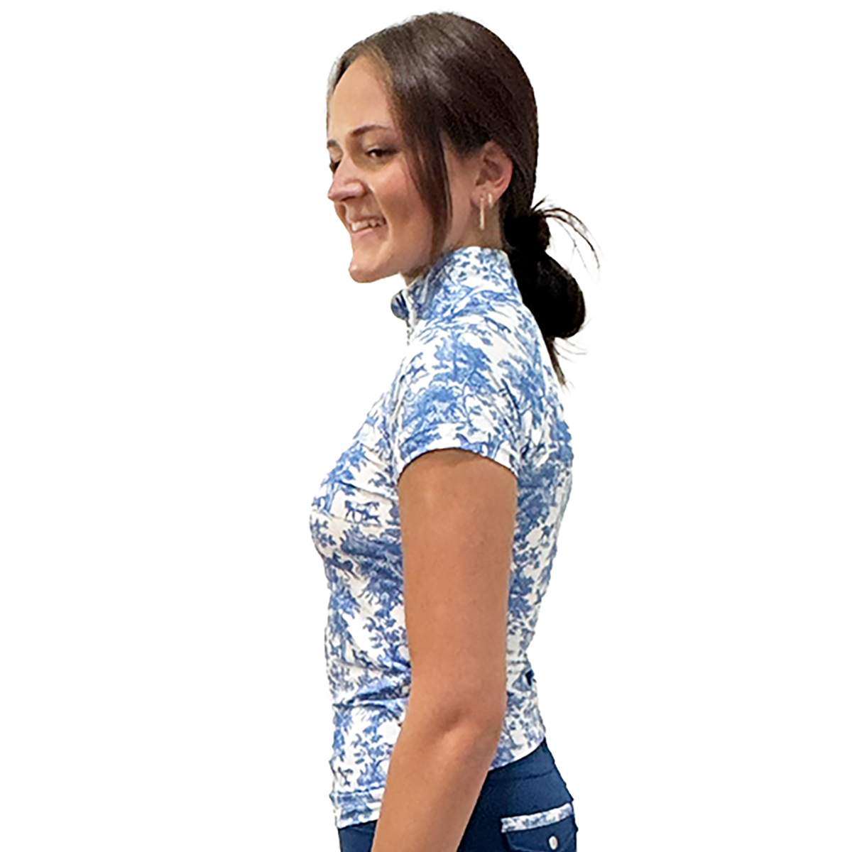 Dapplebay Equestrian Toile 1/4 Zip Short Sleeve Riding Top