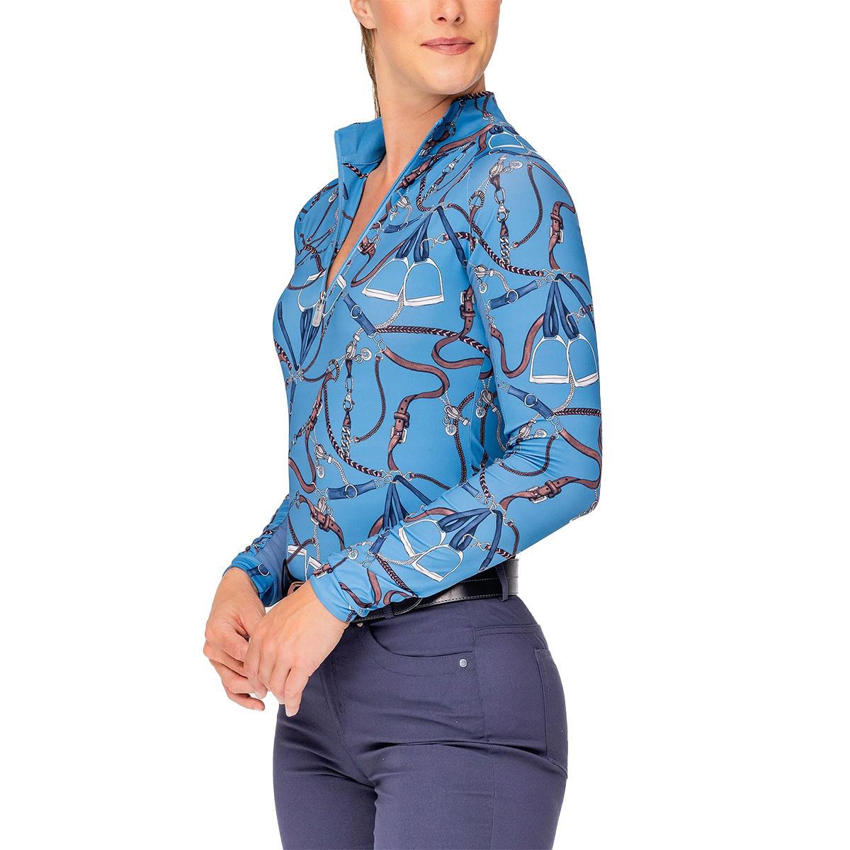Kastel Long Sleeve Tahoe Blue Belts 1/4 Zip Sun Shirt