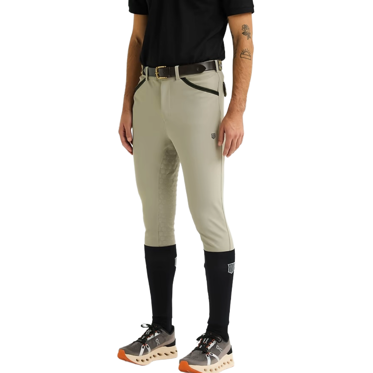 Maya Delorez Men's Half Seat Sport Breeches-Light Beige-Front View