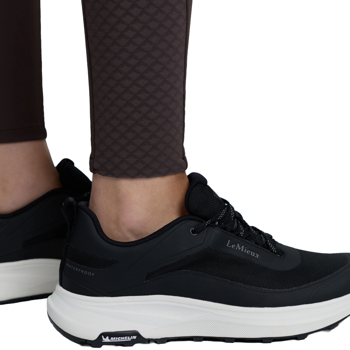LeMieux Women's Lustre Half Seat Breggings ankle view in  Espresso 