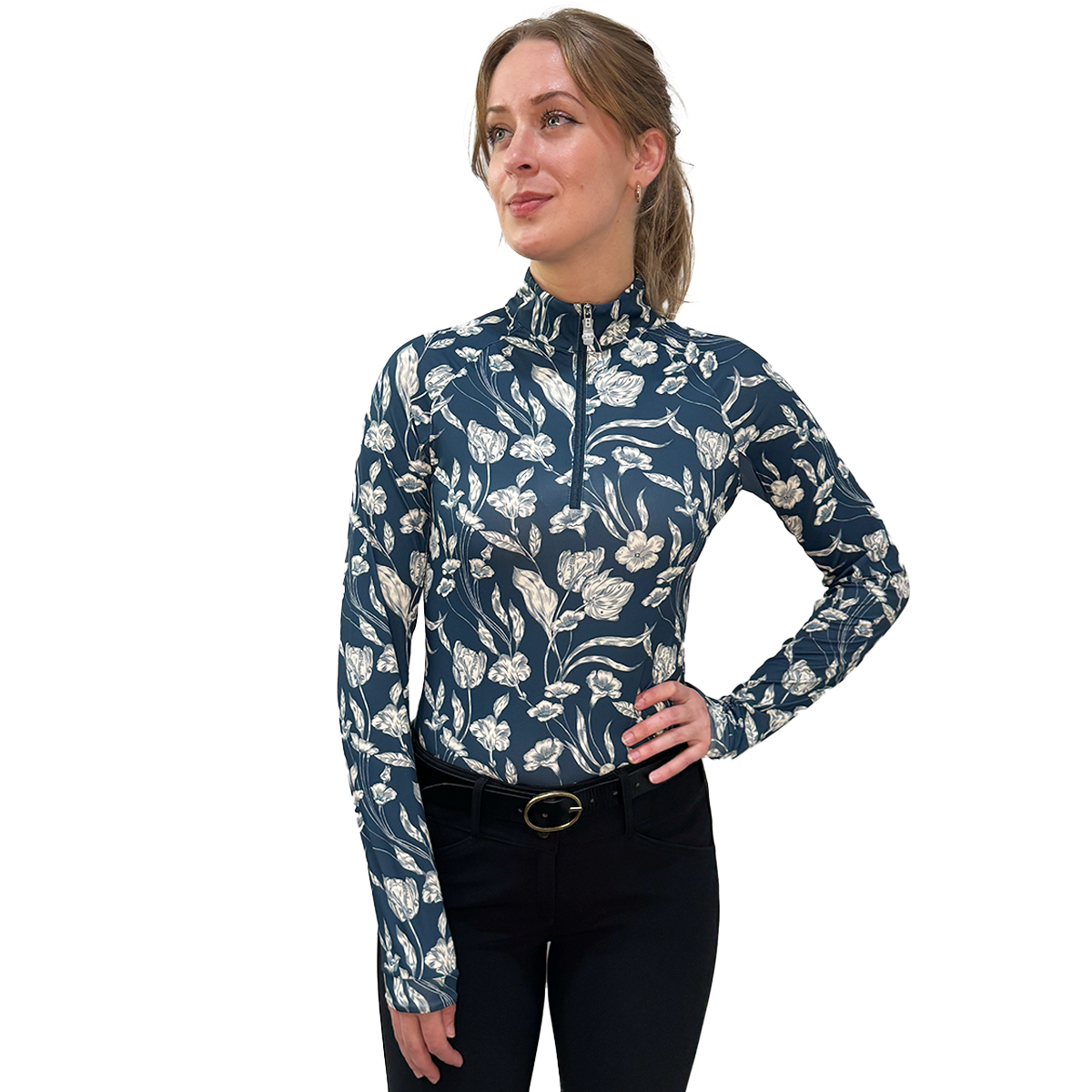 Kastel Sailor Blue French Tulip Long Sleeve 1/4 Zip Sun Shirt