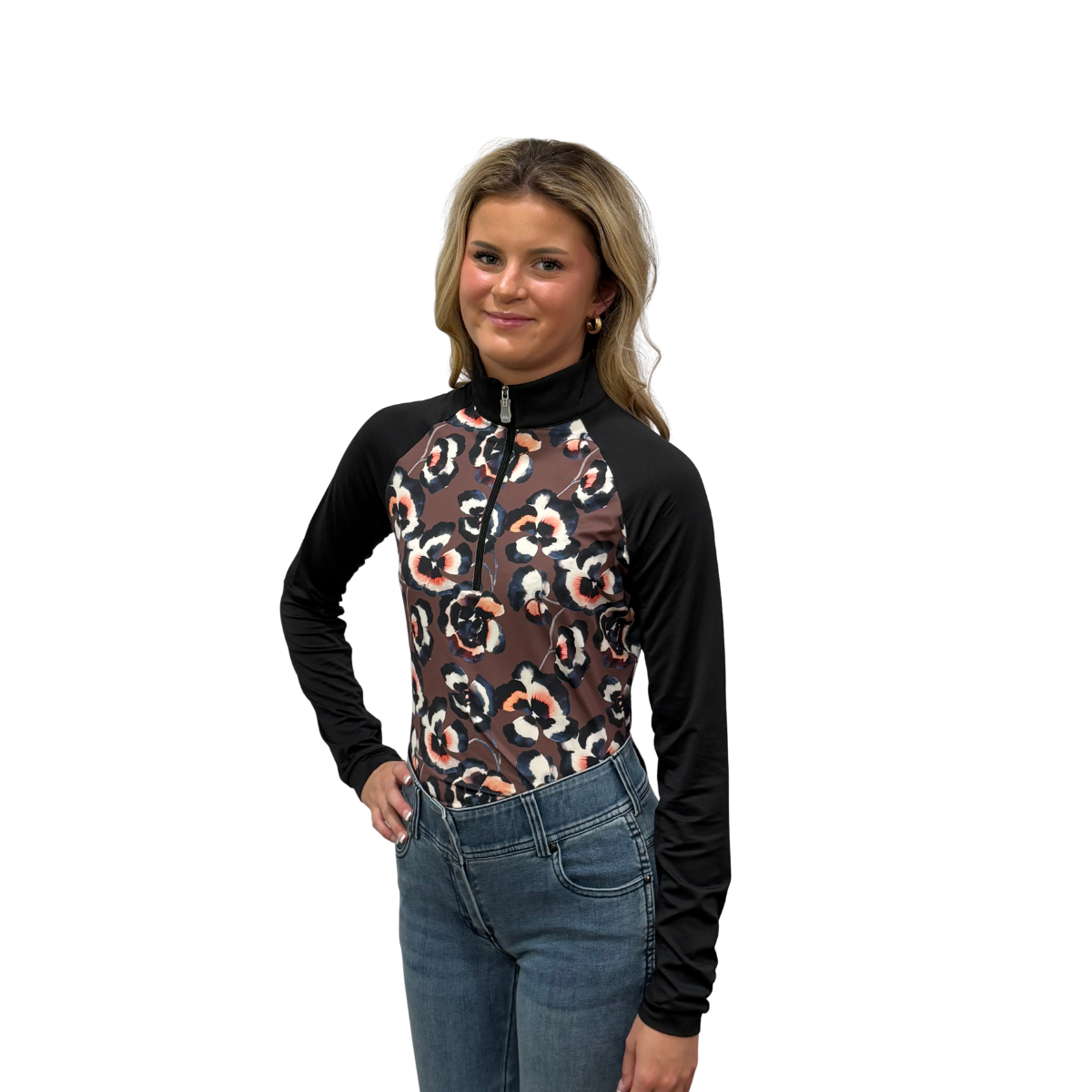 Kastel Women's 1/4 Zip Raglan Long Sleeve Shirt
