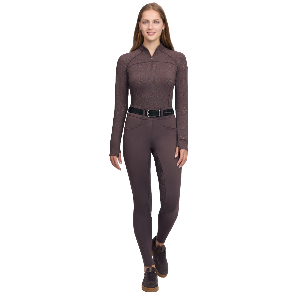 LeMieux Women's Heritage Check Bregging-Cocoa-Model view