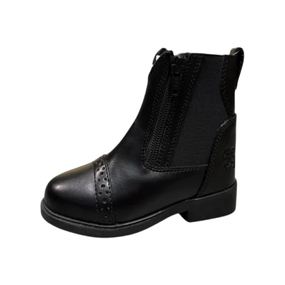 Belle & Bow Child's Double Zip Paddock Boot-black-Side View