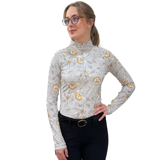 Kastel Long Sleeve Dove Vintage Jacobean 1/4 Zip Sun Shirt