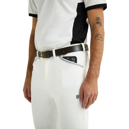 Maya Delorez Men's Half Seat Sport Breeches-White-Front View