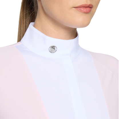 Samshield Women's Lucia Sport Long Sleeve Show Shirt, Cosmic Pink, collar view