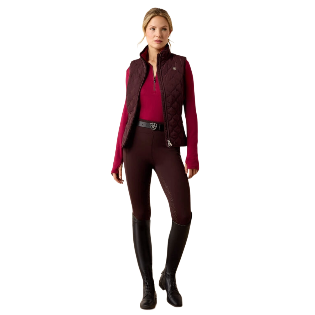 Ariat Women's Ashley 2.0 Insulated Vest model view in Chocolate Plum