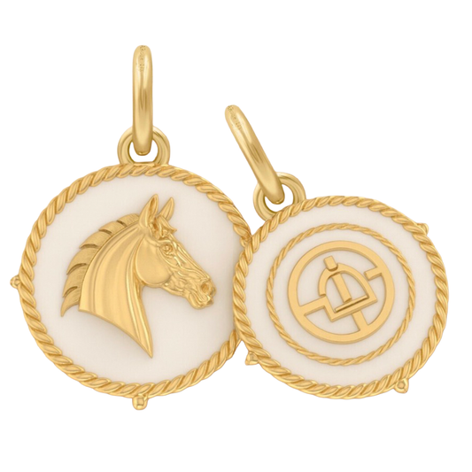 Ela Jae Horse Head White Enamel Amulet
