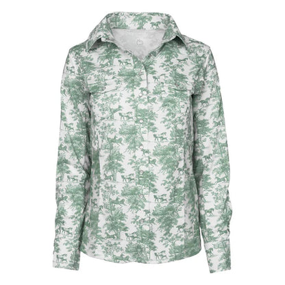 Dapplebay Women's Equestrian Toile Button Down Western Shirt