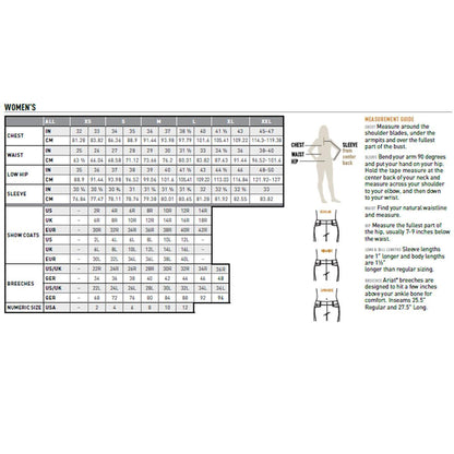 Ariat Women's Aptos Vent 2.0 Short Sleeve Show Shirt-Size Chart