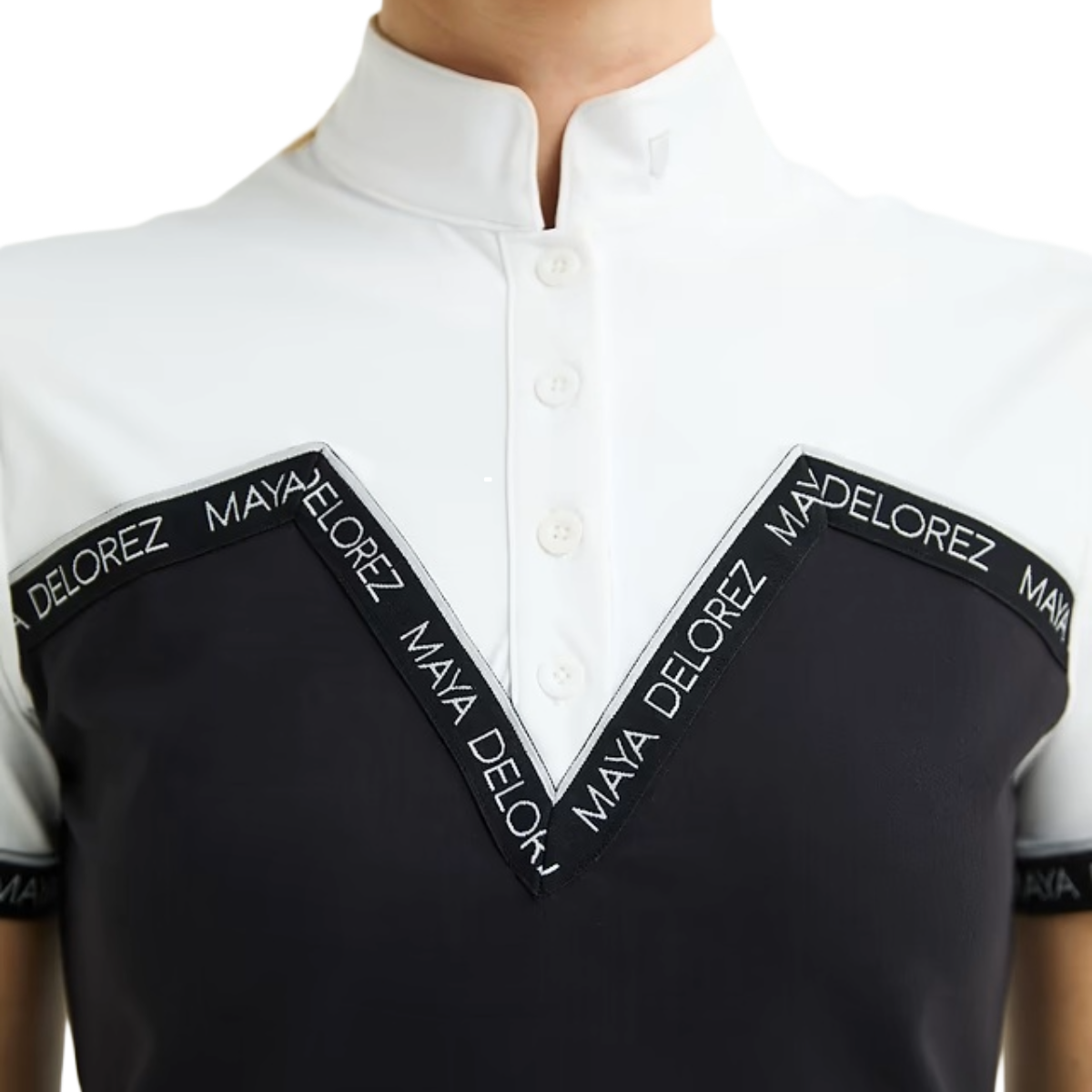 Maya Delorez Women's Competition Sport Shirt-Black-Front Logo View