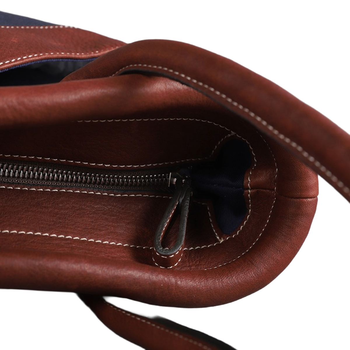 Antares Oliva Grooming Bag - Chestnut/Navy - Zipper View