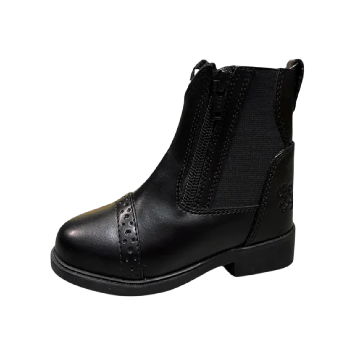 Belle & Bow Child's Double Zip Paddock Boot-black-Side View