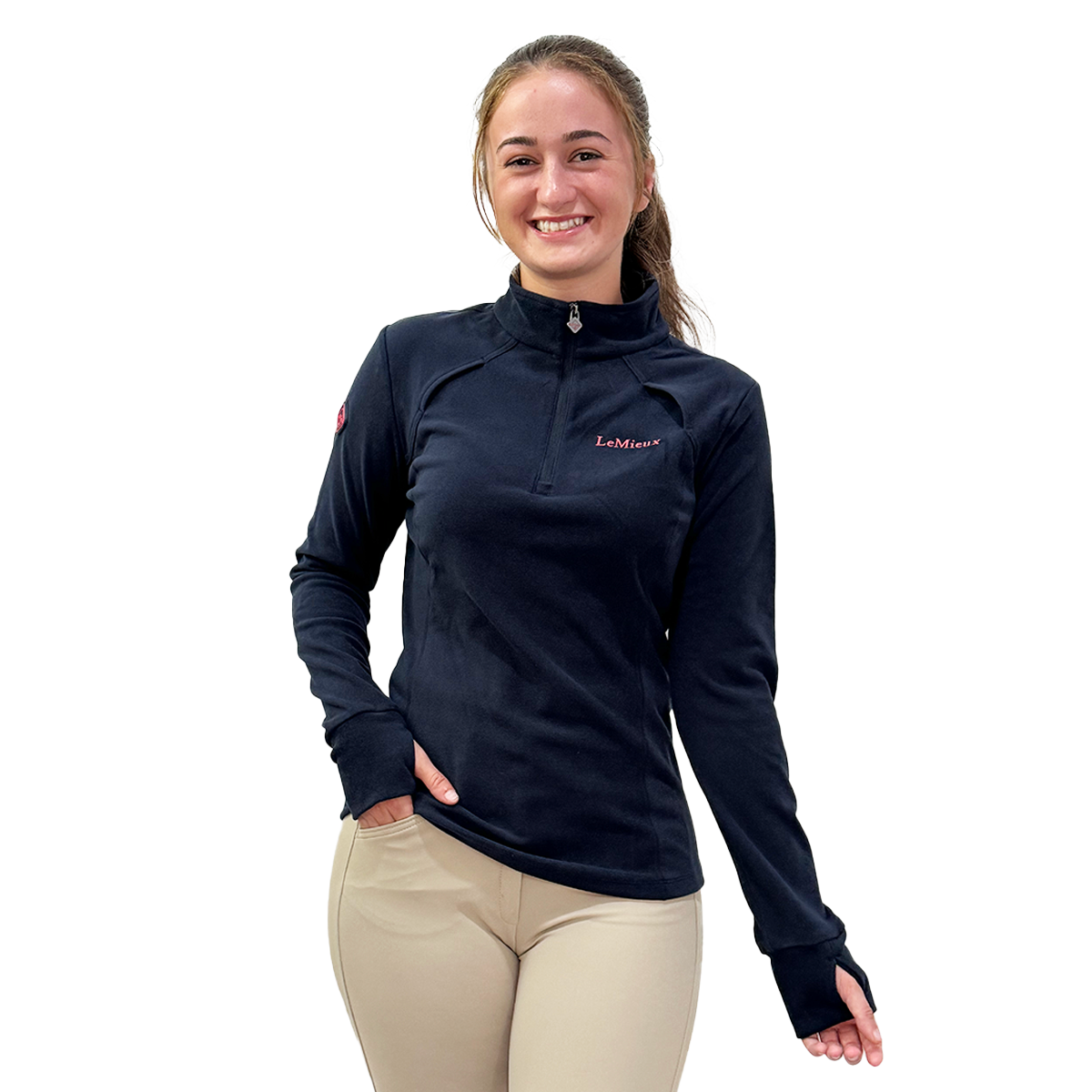 LeMieux Women's Frances Quarter Zip Fleece-Navy-Front View