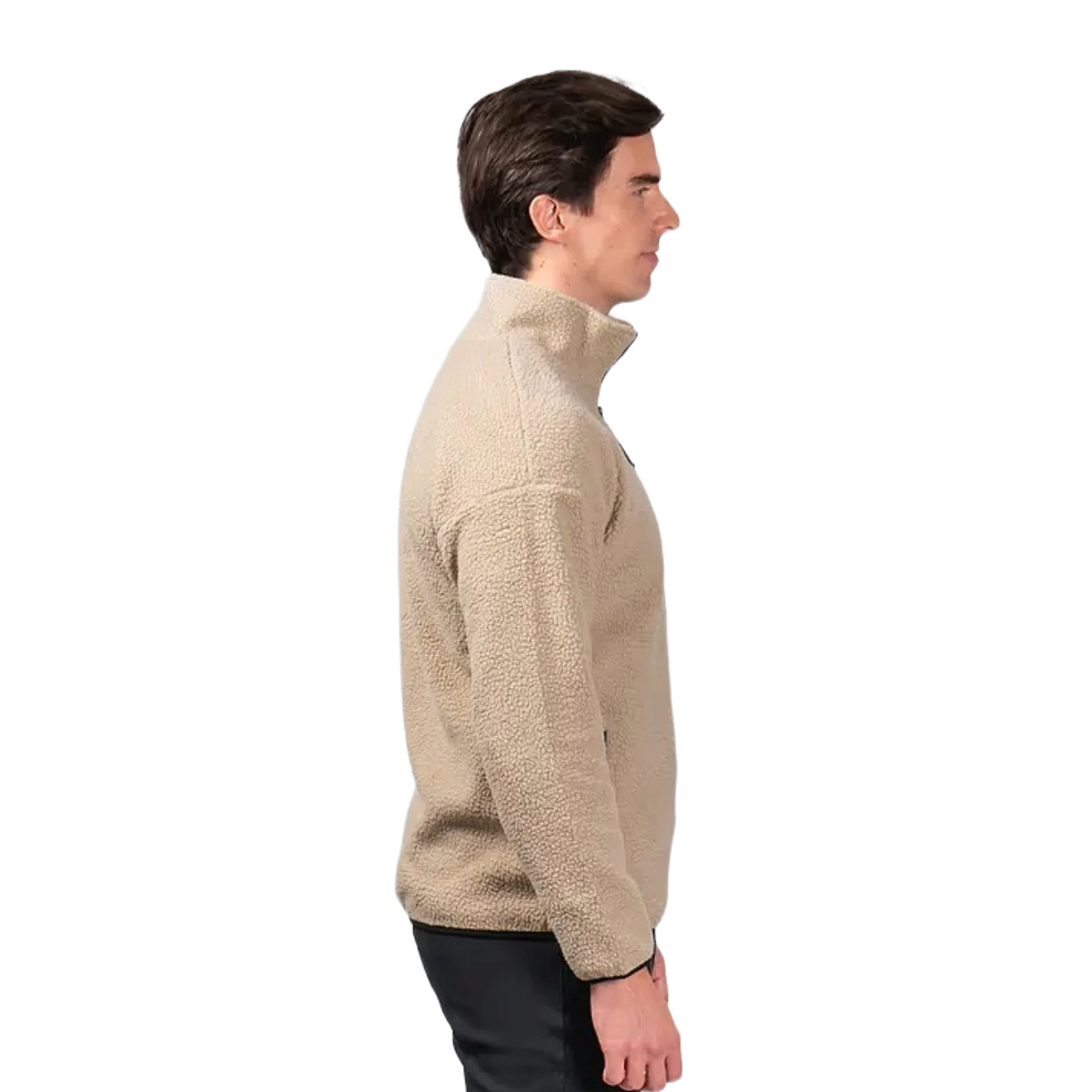 Maya Delorez Unisex Teddy Halfzip Sweater-Light Beige-Side View