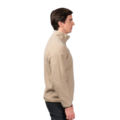 Maya Delorez Unisex Teddy Halfzip Sweater-Light Beige-Side View