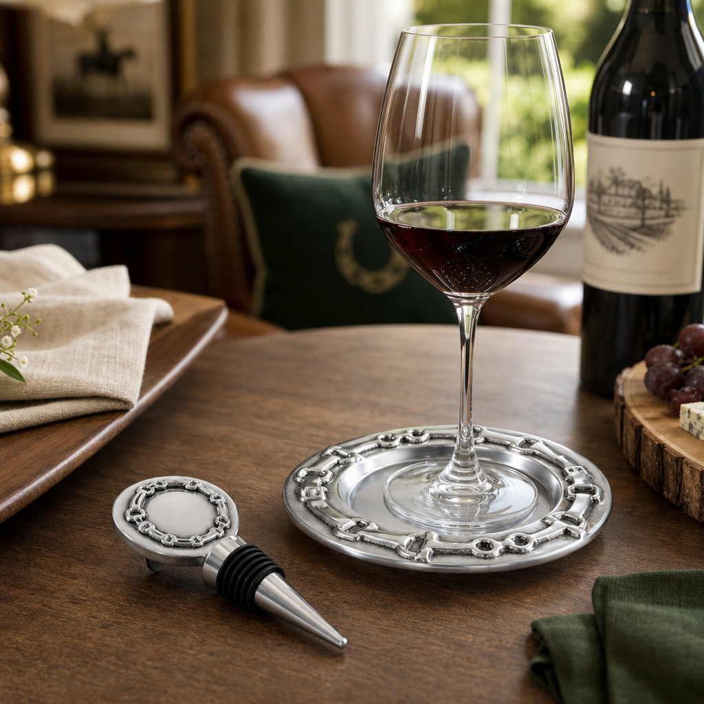 Arthur Court Designs - Equestrian Wine Coaster and Stopper Set