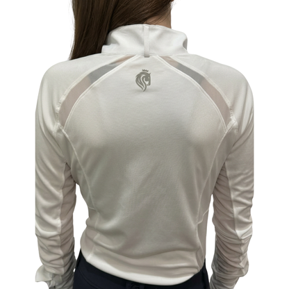 Equinavia Women's Ingrid Long Sleeved Show Shirt model view in white