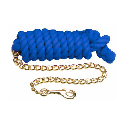 Cotton Lead Rope with Brass Plated Chain and Snap