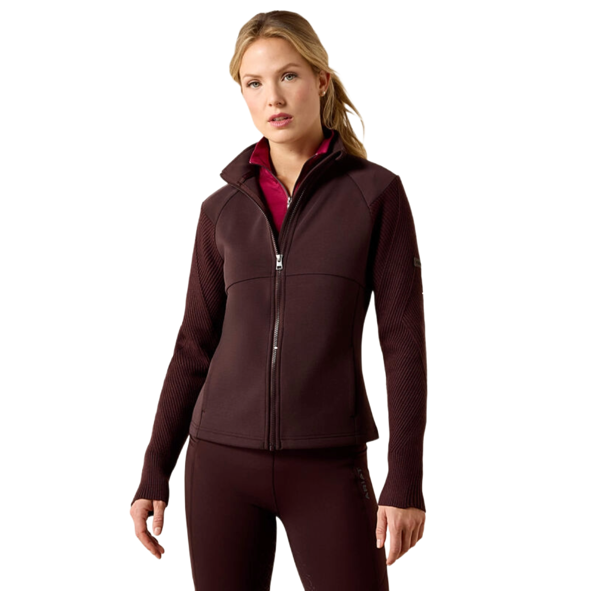 Ariat Women's Skadi Full Zip Jacket model view in Chocolate plum