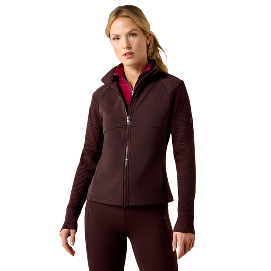 1. Ariat Women's Skadi Full Zip Jacket, Chocolate Plum, front view on model
