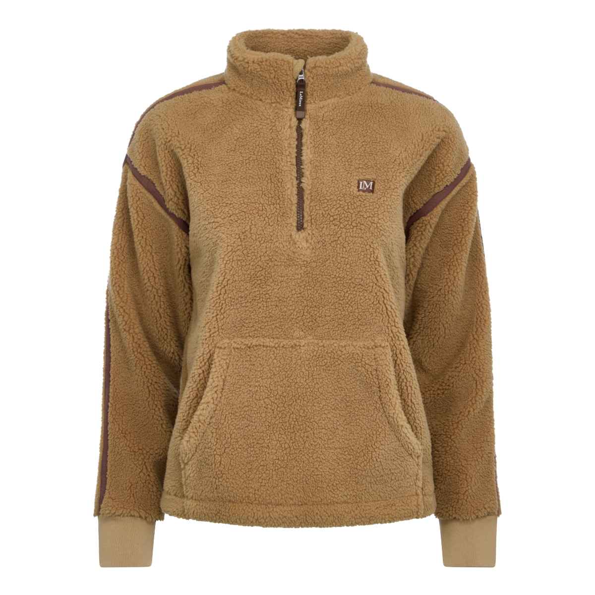 LeMieux Women's Avery Teddy Quarter Zip Fleece-Caramel-Front View