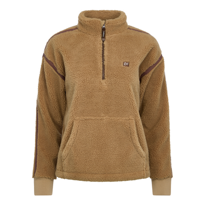 LeMieux Women's Avery Teddy Quarter Zip Fleece-Caramel-Front View