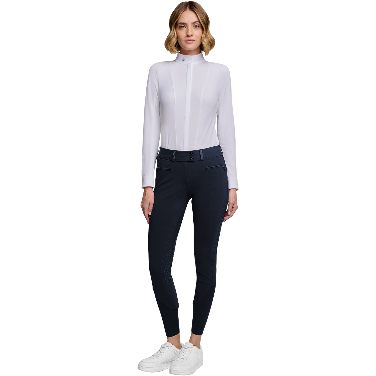 Samshield Women's Chloe Crystal Knee Grip Breech, Navy, front view