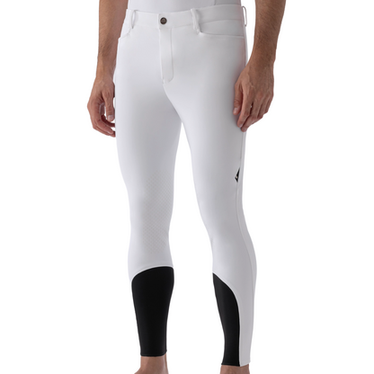Equiline Men's Grafton B-Move Knee Grip Breeches Model View in White