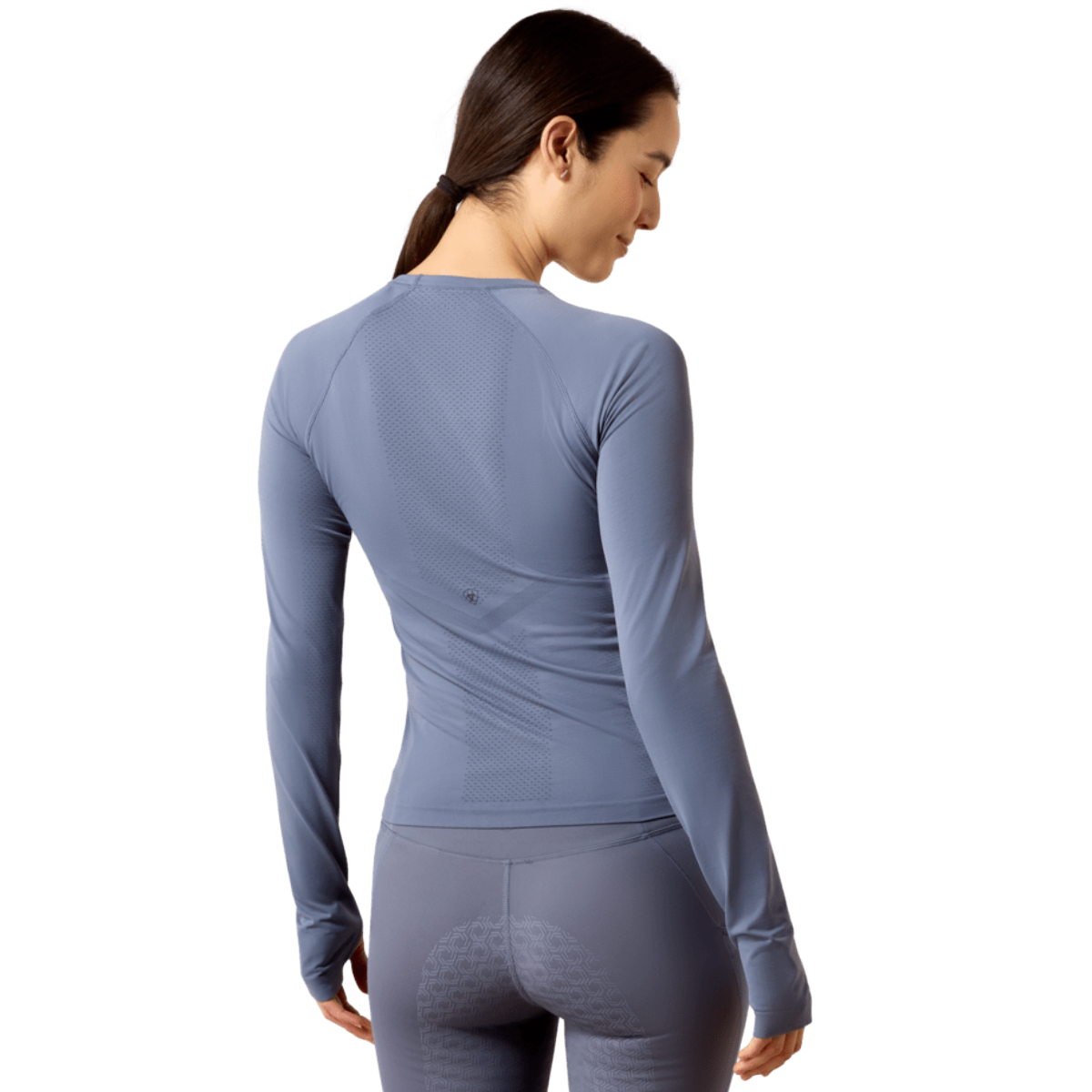 Ariat Women's Sustain Long Sleeve Baselayer model view in Grisaille