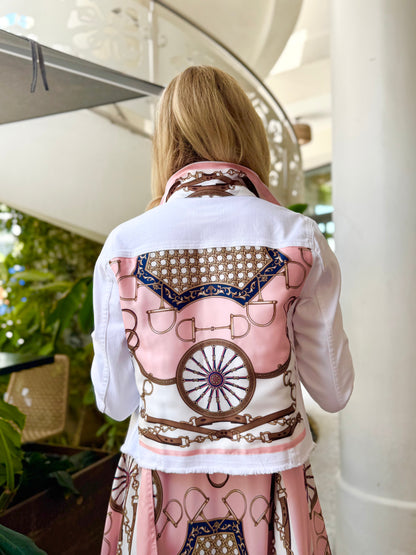 Stacy Bradley Design, The White Denim Jacket - Blush Bit