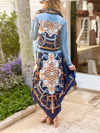 The Light Denim Jacket / Blue Motif with Straps