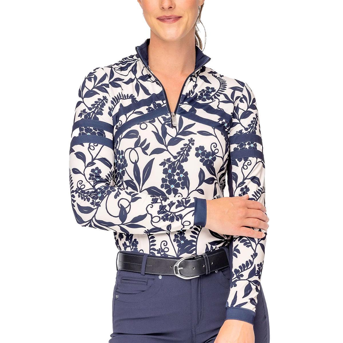 Kastel Long Sleeve Gardenia Climbing Vine 1/4 Zip Sun Shirt