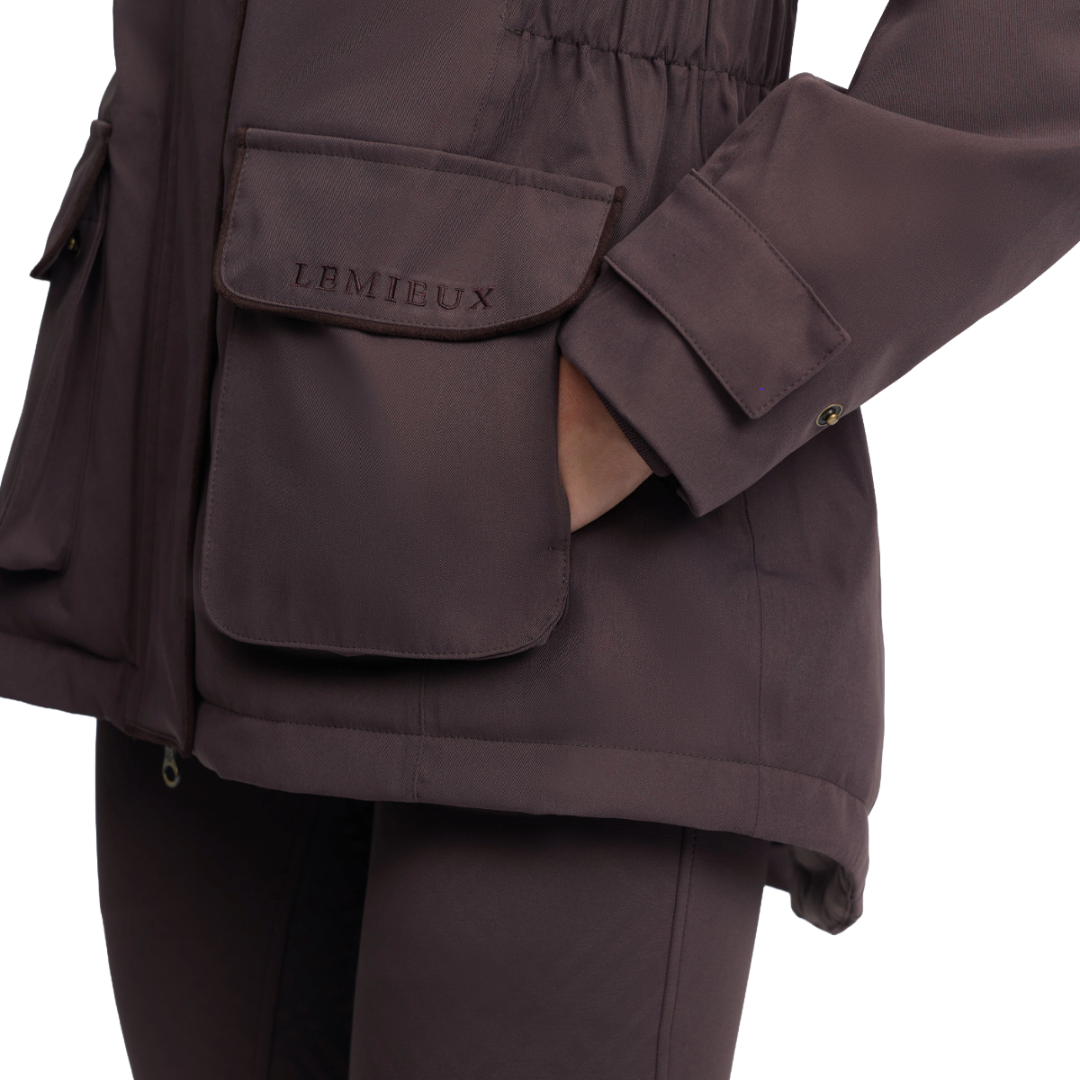 LeMieux Women's Heritage Beatrice Waterproof Coat-Cocoa-pocket view