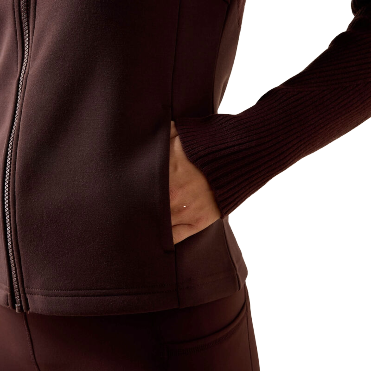Ariat Women's Skadi Full Zip Jacket model view in Chocolate plum