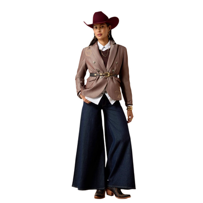 Ariat Women's Herringbone Blazer model view Chickory Coffee Tweed