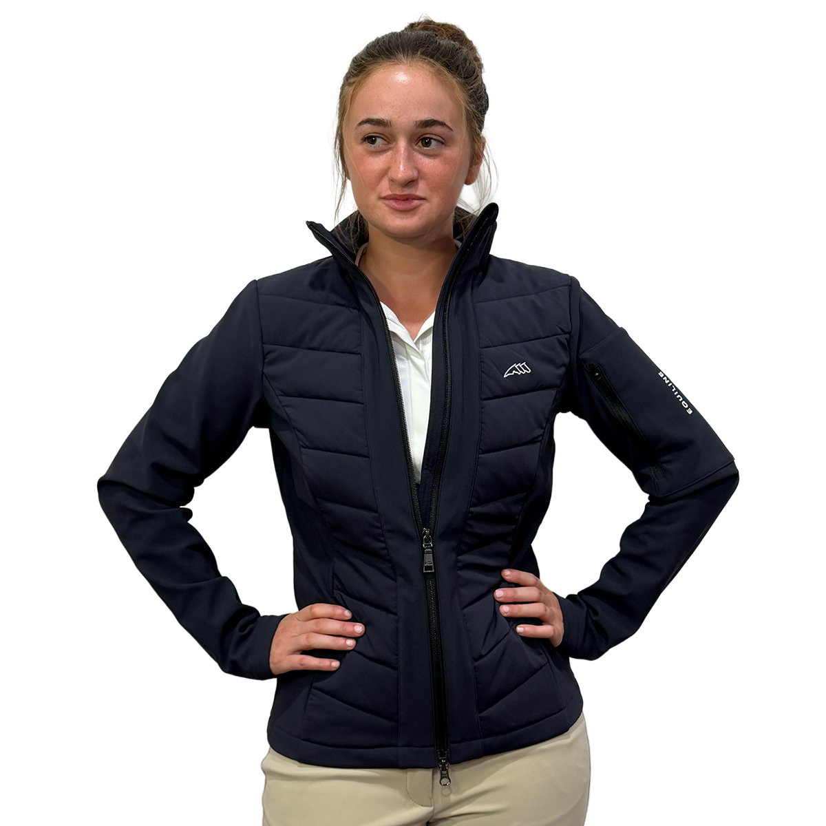 Equiline Women's ENTREC Softshell Jacket-Navy-Front View