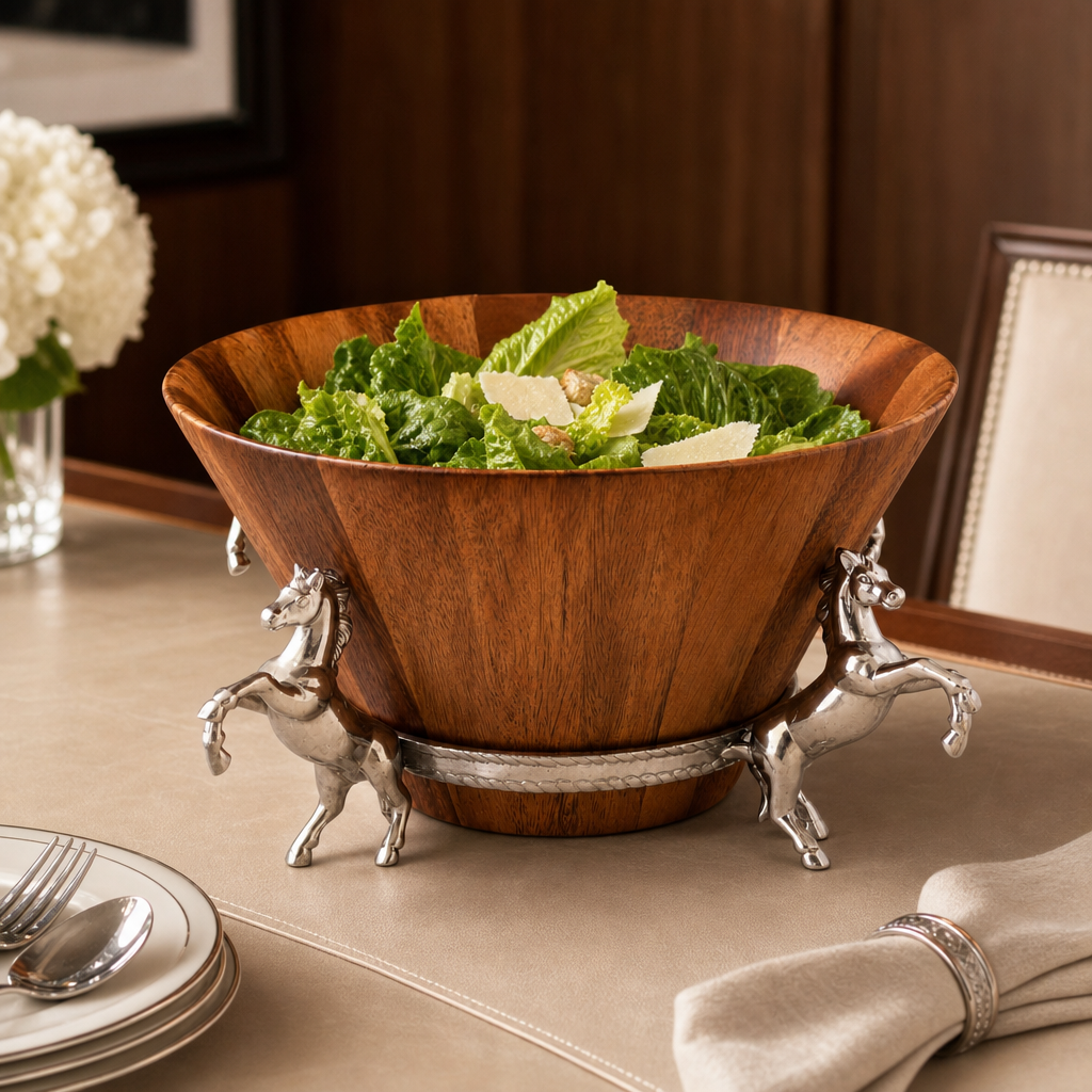 Arthur Court Designs - Horse Wood Tall Salad Bowl