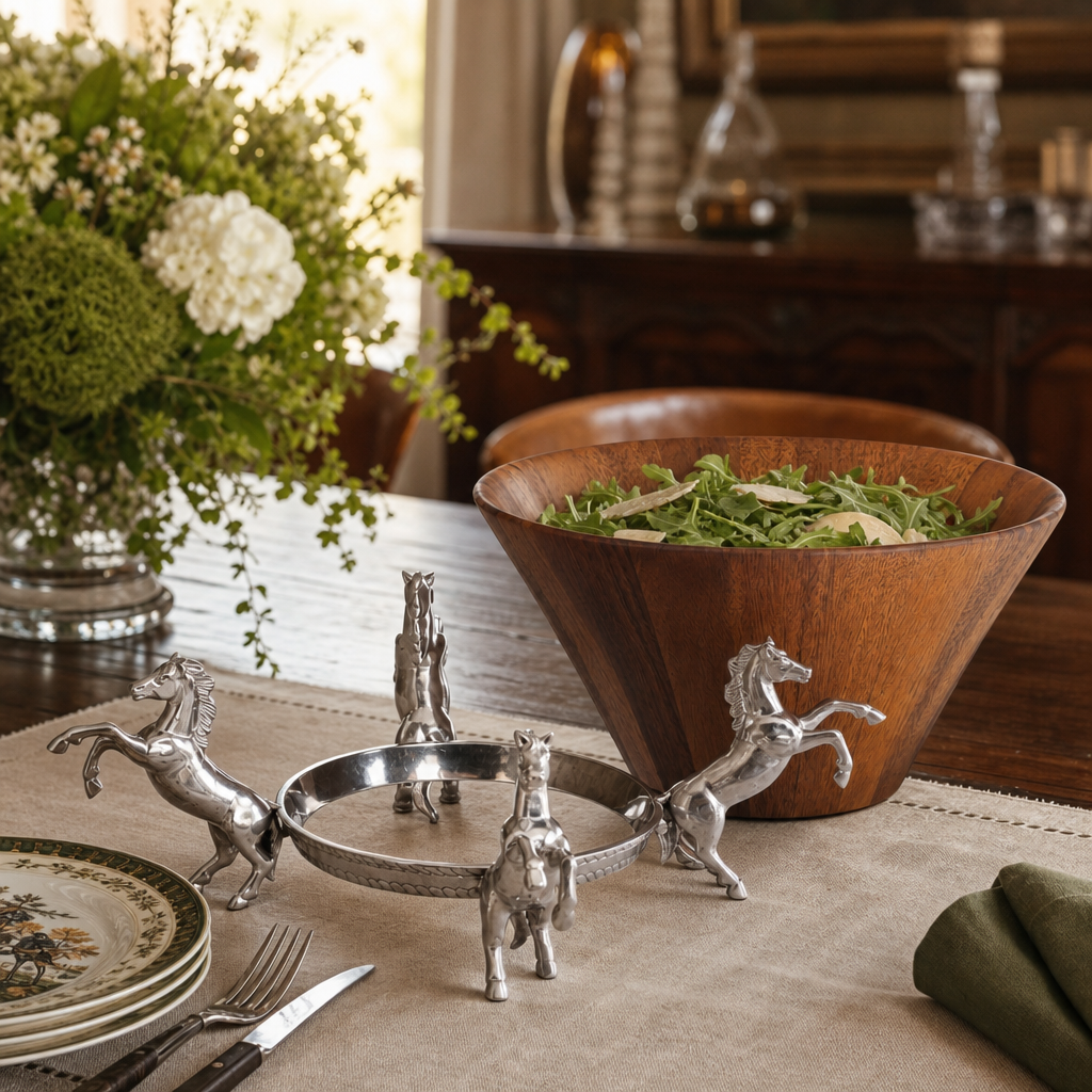 Arthur Court Designs - Horse Wood Tall Salad Bowl