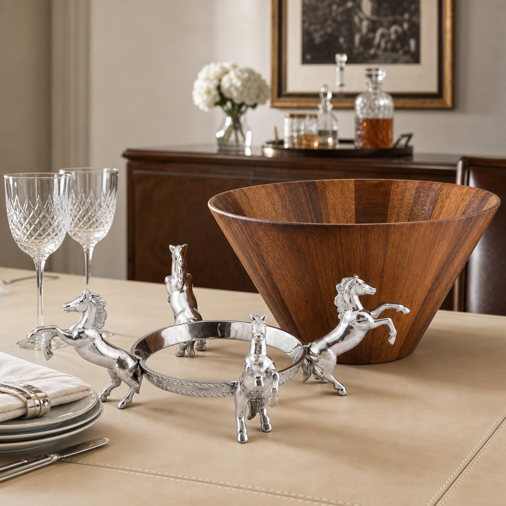 Arthur Court Designs - Horse Wood Tall Salad Bowl