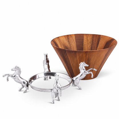 Arthur Court Designs - Horse Wood Tall Salad Bowl