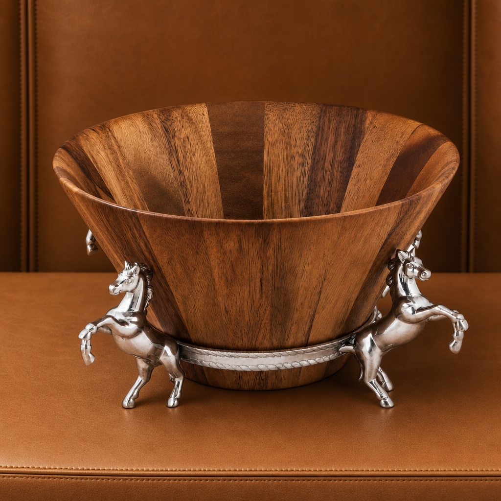 Arthur Court Designs - Horse Wood Tall Salad Bowl