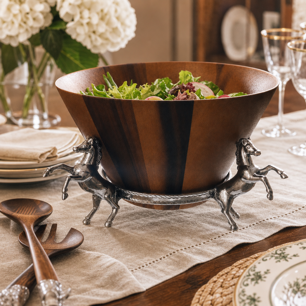 Arthur Court Designs - Horse Wood Tall Salad Bowl