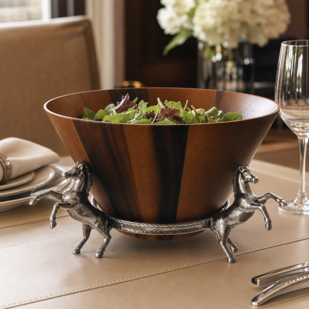 Arthur Court Designs - Horse Wood Tall Salad Bowl