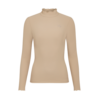 LeMieux Women's Lustre Ribbed Top front view in Champagne 