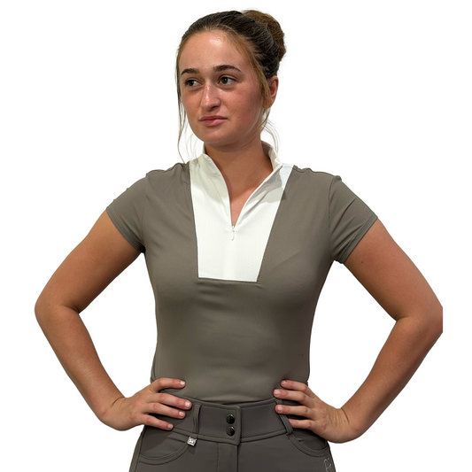 Women's Celeste Short Sleeve Show Shirt - Taupe - Front View