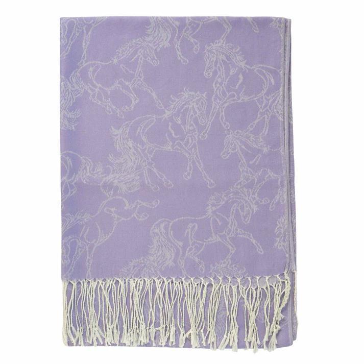 AWST Int'l Lila Linear Horses Pashmina Scarf