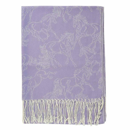 AWST Int'l Lila Linear Horses Pashmina Scarf