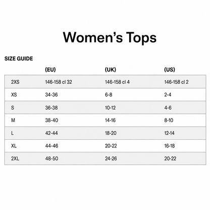 Maya Delorez Women's Halfzip Pullover-Size Chart